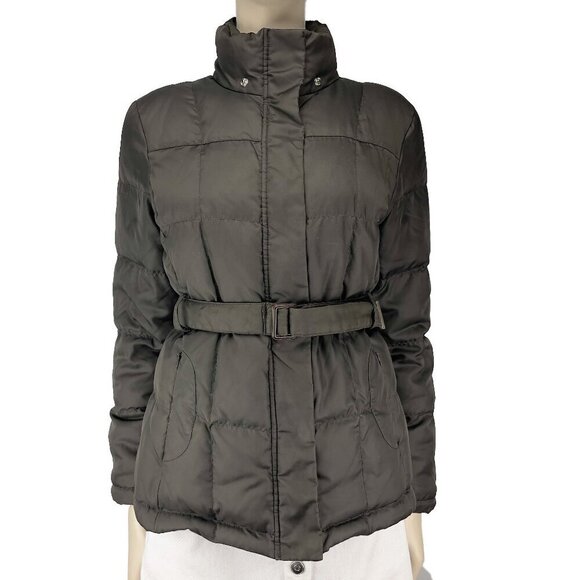 ESPRIT COLLECTION Quilted Down Feather Winter Puffer Belted‎ Green Coat Size 4 - Picture 2 of 12